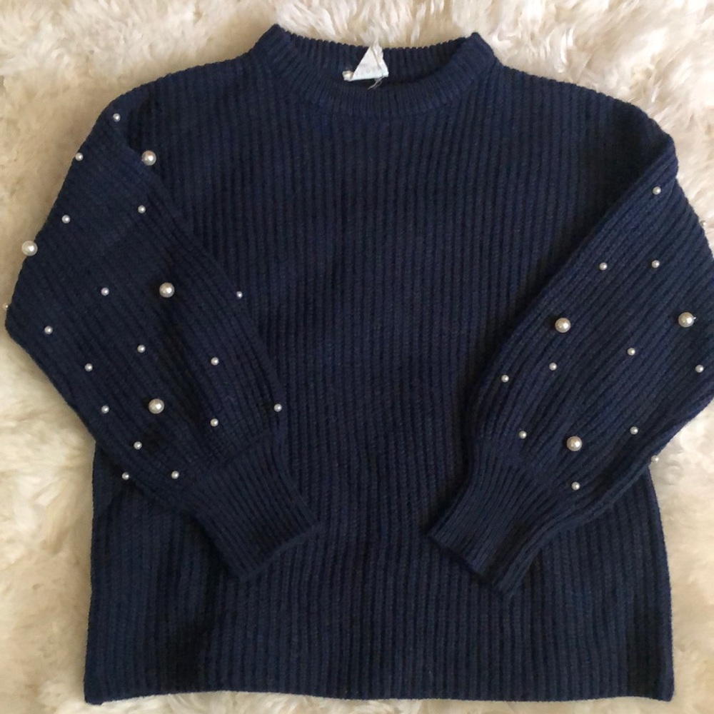 Hayden Girls Sweater with Pearl beaded sleeve - Picture 5 of 8